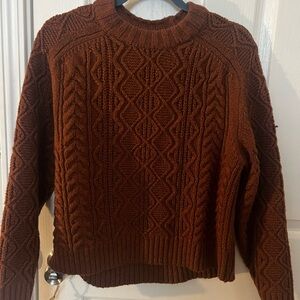American Eagle Outfitters Rust Cable Knit Sweater